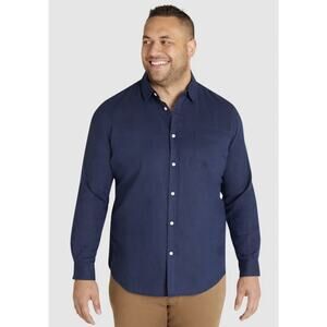 Johnny Bigg Button Up Long Sleeve Linen Blend 6X Navy Blue Shirt NWT Office